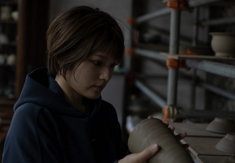 法勝寺焼　松花窯　四代　安藤真澄　花瓶　壺 法勝寺焼 松花窯 四代 安藤真澄 花瓶 壺